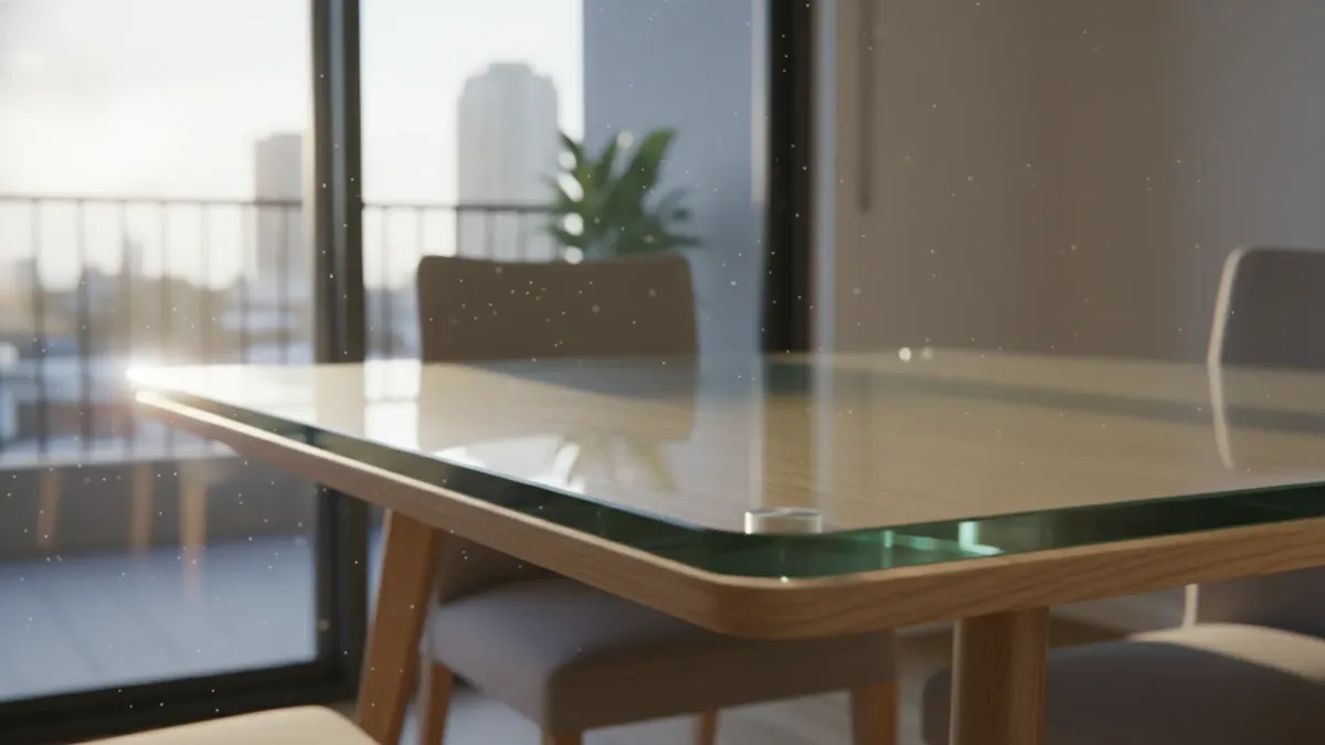 Safety tabletop glass cut to size South Brisbane using toughened glass with polished edges and custom corner radiuses.